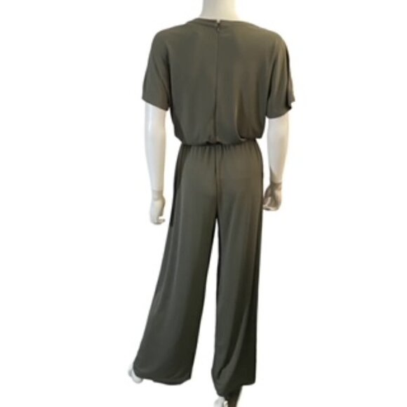 Ralph Lauren Olive Criss Cross Shoulder Jumpsuit Medium - Picture 3 of 5